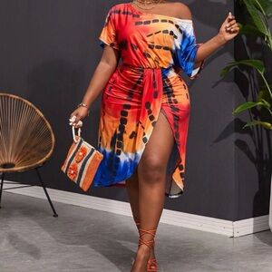 Vibrant Multicolor Off-Shoulder Dress
